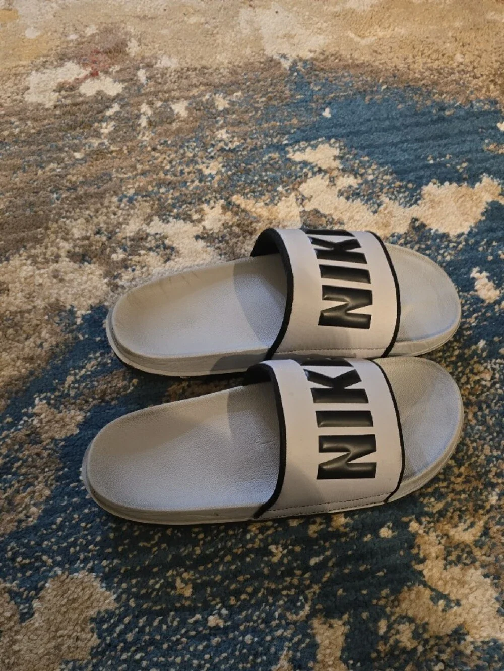 Nike Grey and Black Slide Sandals with Bold Logo